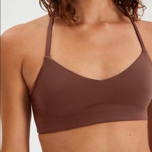 Girlfriend Collective V Neck Bralette in Cinnamon